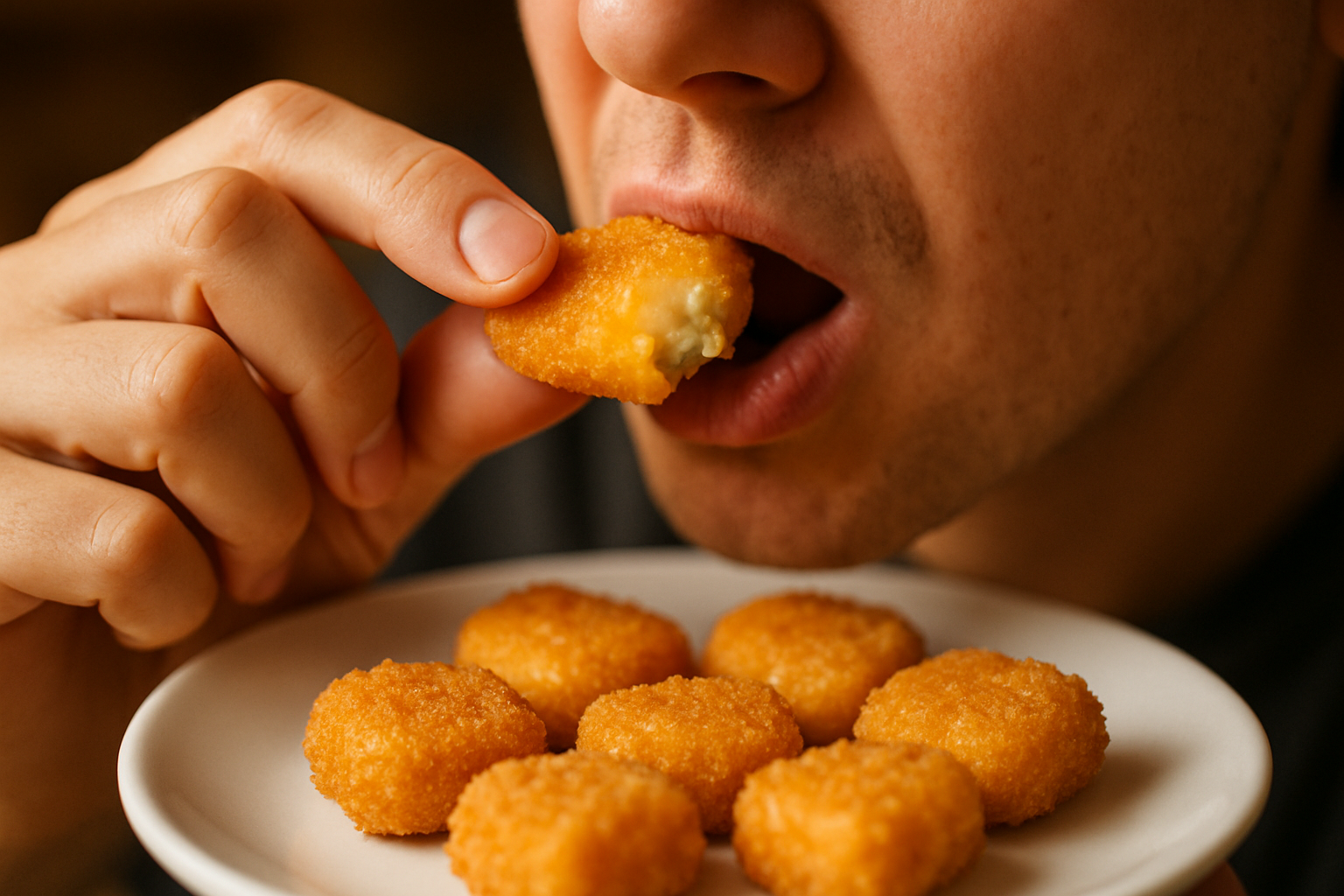 taking a bite of fish bites